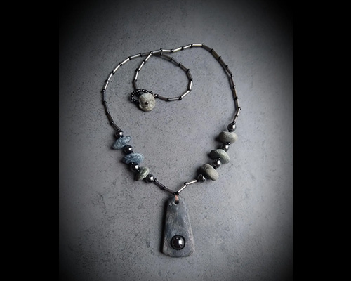 River stone and hematite necklace